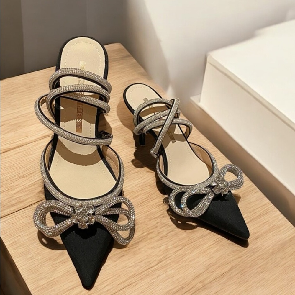 Public Desire Black and Silver Heels
